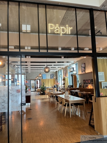 Entrance of PaPir BibliotekBar café inside Stormen Library