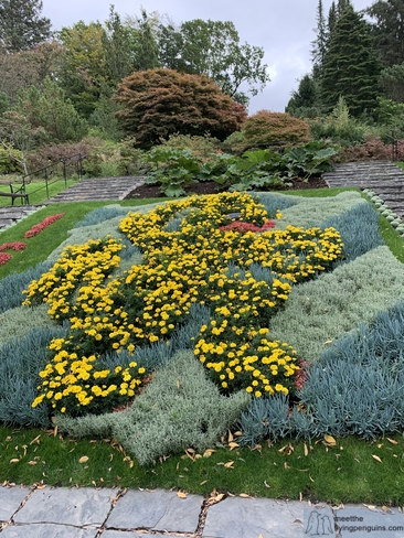 The Gothenburg emblem made of flowers at the Botanical Garden