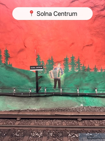 Solna Centrum metro station bedrock artwork