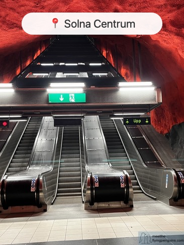 Solna Centrum metro station painted cavern